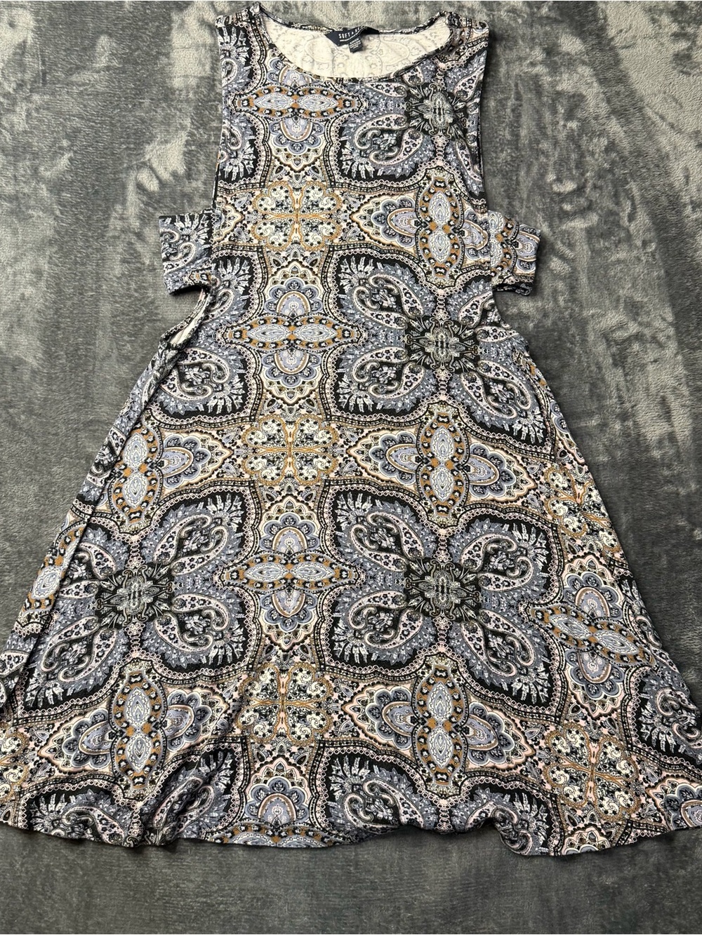 American Eagle Outfitters Paisley Midi Dress - Gray, Black & Gold